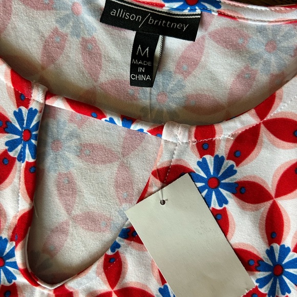 NWT! Allison Brittney Womens Americana Floral Sleeveless Swing Dress Size M - Picture 8 of 9
